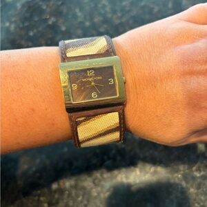 Michael Kors Animal Print Gold and Brown Square Watch